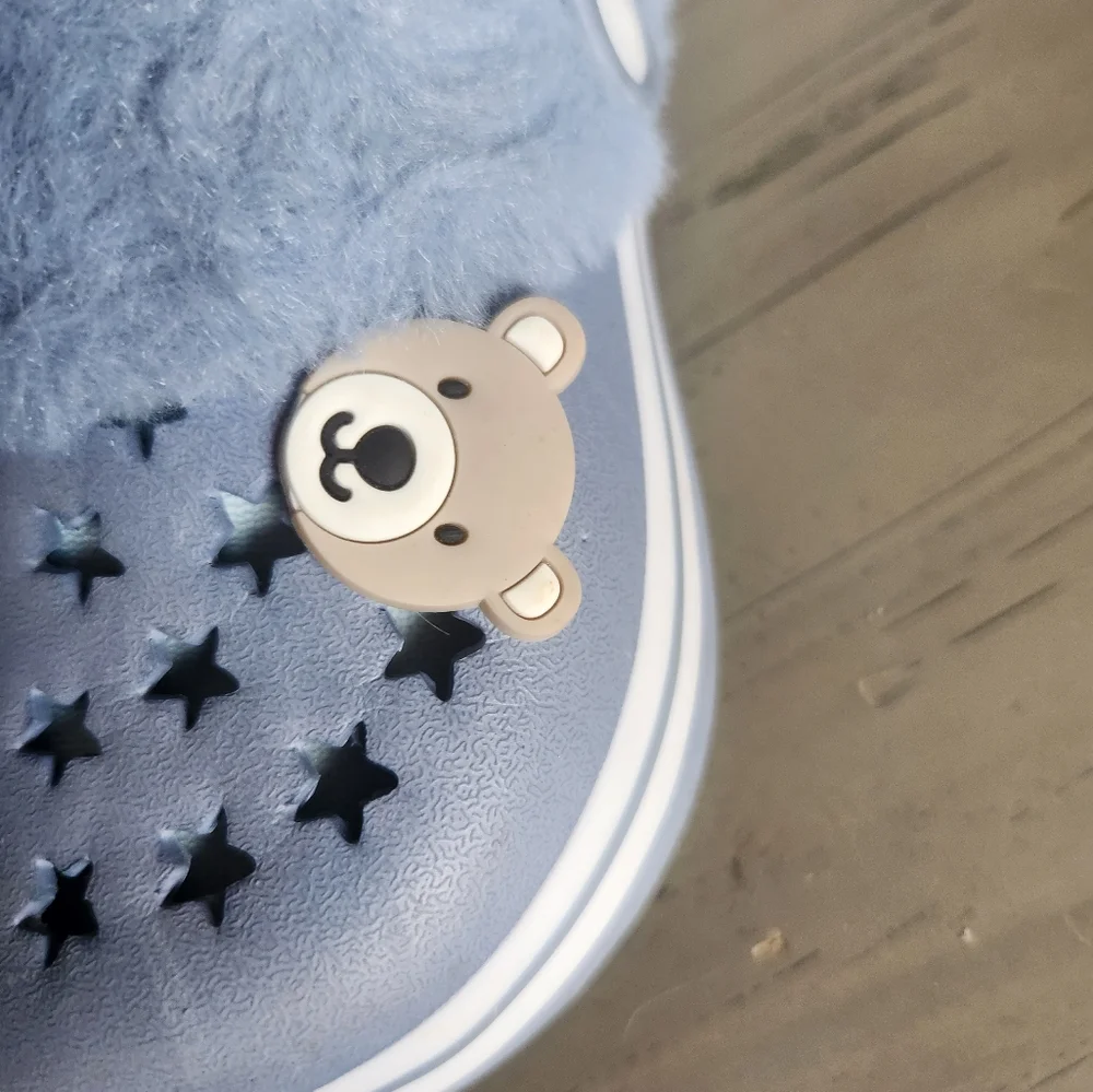 Koala Cozy Blue Star Kids Fur Lined Croc Like Slides